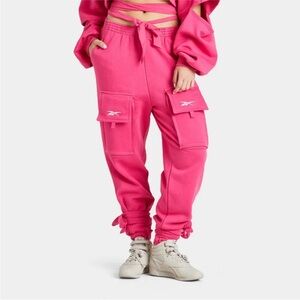 Reebok Cardi B Women's Vivid Pink Cargo Joggers Strappy M